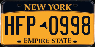 NY license plate HFP0998