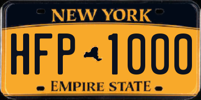 NY license plate HFP1000