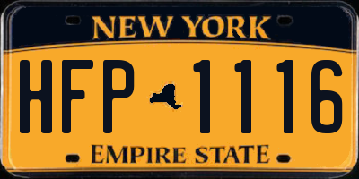 NY license plate HFP1116