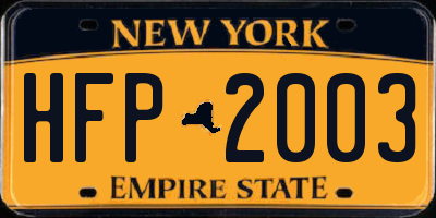 NY license plate HFP2003