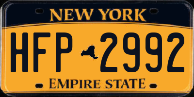NY license plate HFP2992