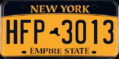 NY license plate HFP3013
