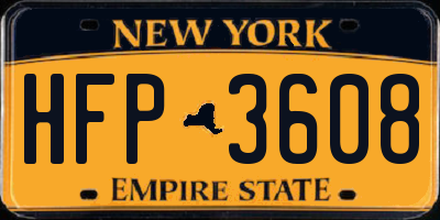 NY license plate HFP3608