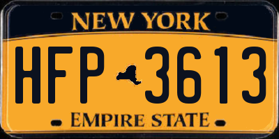 NY license plate HFP3613