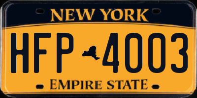 NY license plate HFP4003