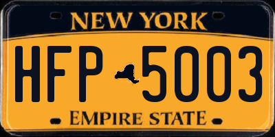 NY license plate HFP5003