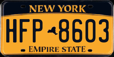 NY license plate HFP8603