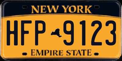 NY license plate HFP9123