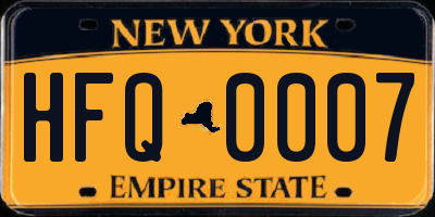 NY license plate HFQ0007