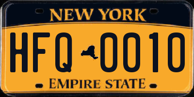 NY license plate HFQ0010