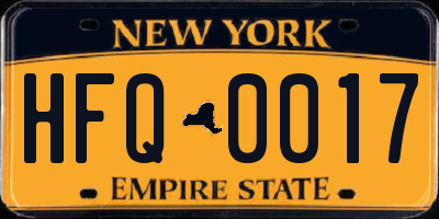 NY license plate HFQ0017
