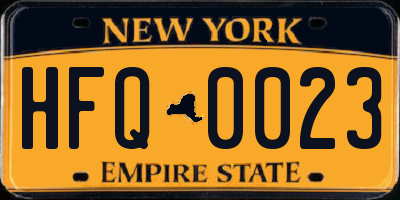 NY license plate HFQ0023