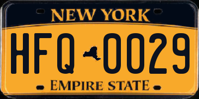NY license plate HFQ0029
