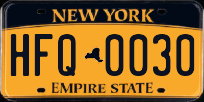 NY license plate HFQ0030