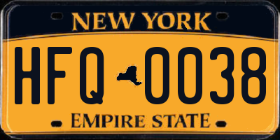 NY license plate HFQ0038