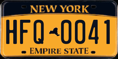 NY license plate HFQ0041
