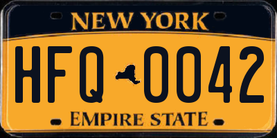 NY license plate HFQ0042