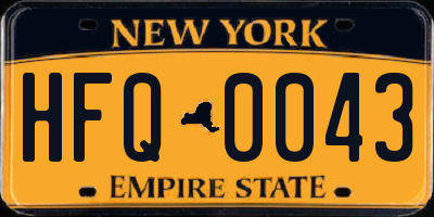 NY license plate HFQ0043