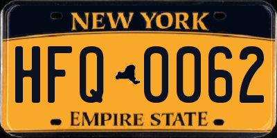 NY license plate HFQ0062