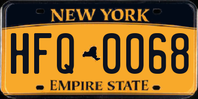 NY license plate HFQ0068
