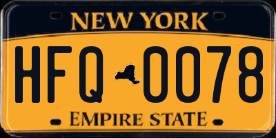 NY license plate HFQ0078