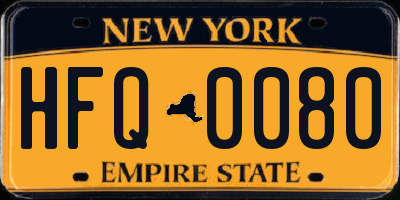 NY license plate HFQ0080