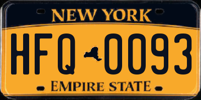 NY license plate HFQ0093