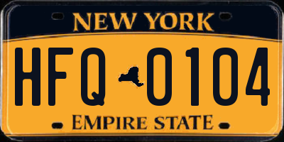NY license plate HFQ0104