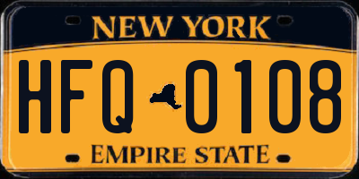 NY license plate HFQ0108