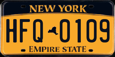 NY license plate HFQ0109