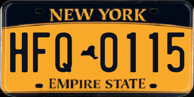 NY license plate HFQ0115
