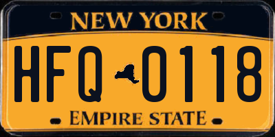 NY license plate HFQ0118