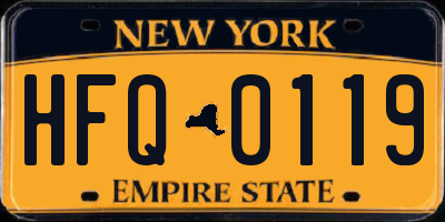 NY license plate HFQ0119