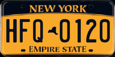 NY license plate HFQ0120