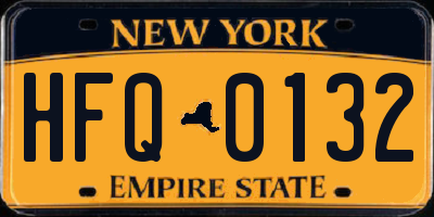 NY license plate HFQ0132