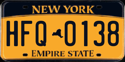 NY license plate HFQ0138