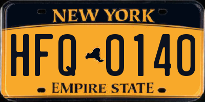 NY license plate HFQ0140