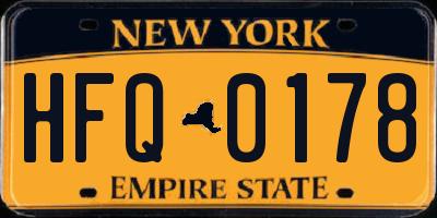 NY license plate HFQ0178