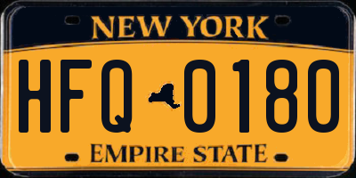 NY license plate HFQ0180