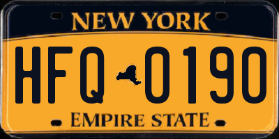 NY license plate HFQ0190
