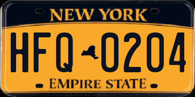 NY license plate HFQ0204