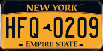 NY license plate HFQ0209