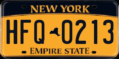NY license plate HFQ0213