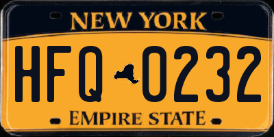 NY license plate HFQ0232