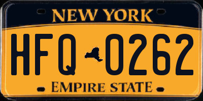 NY license plate HFQ0262