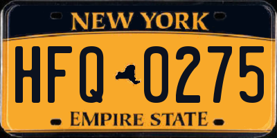 NY license plate HFQ0275