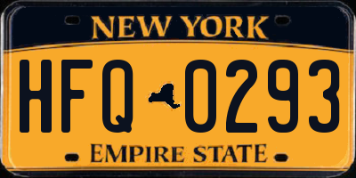 NY license plate HFQ0293