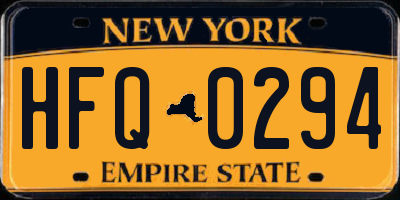 NY license plate HFQ0294