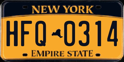 NY license plate HFQ0314