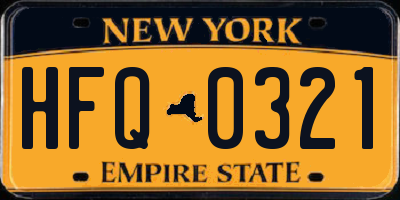 NY license plate HFQ0321